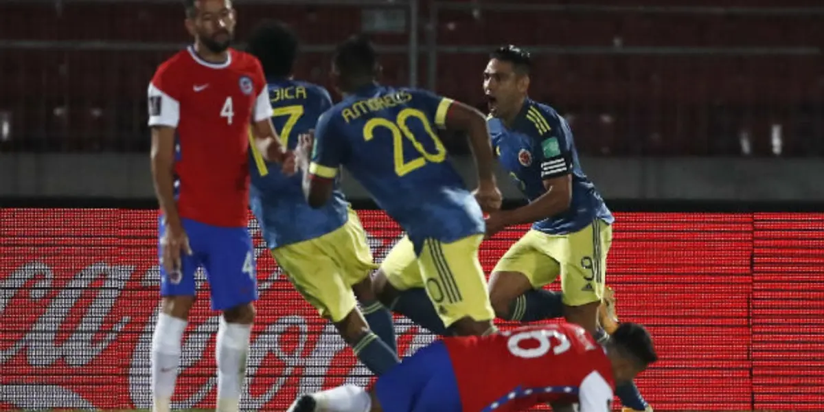 Colombia no le permitió sumar de a tres a Chile como local y apareció Radamel Falcao en el minuto final del cotejo para alegría de todos