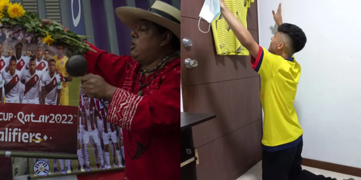 Colombianos y peruanos están buscando ayuda espiritual para poder clasificar al Mundial de Qatar 2022.