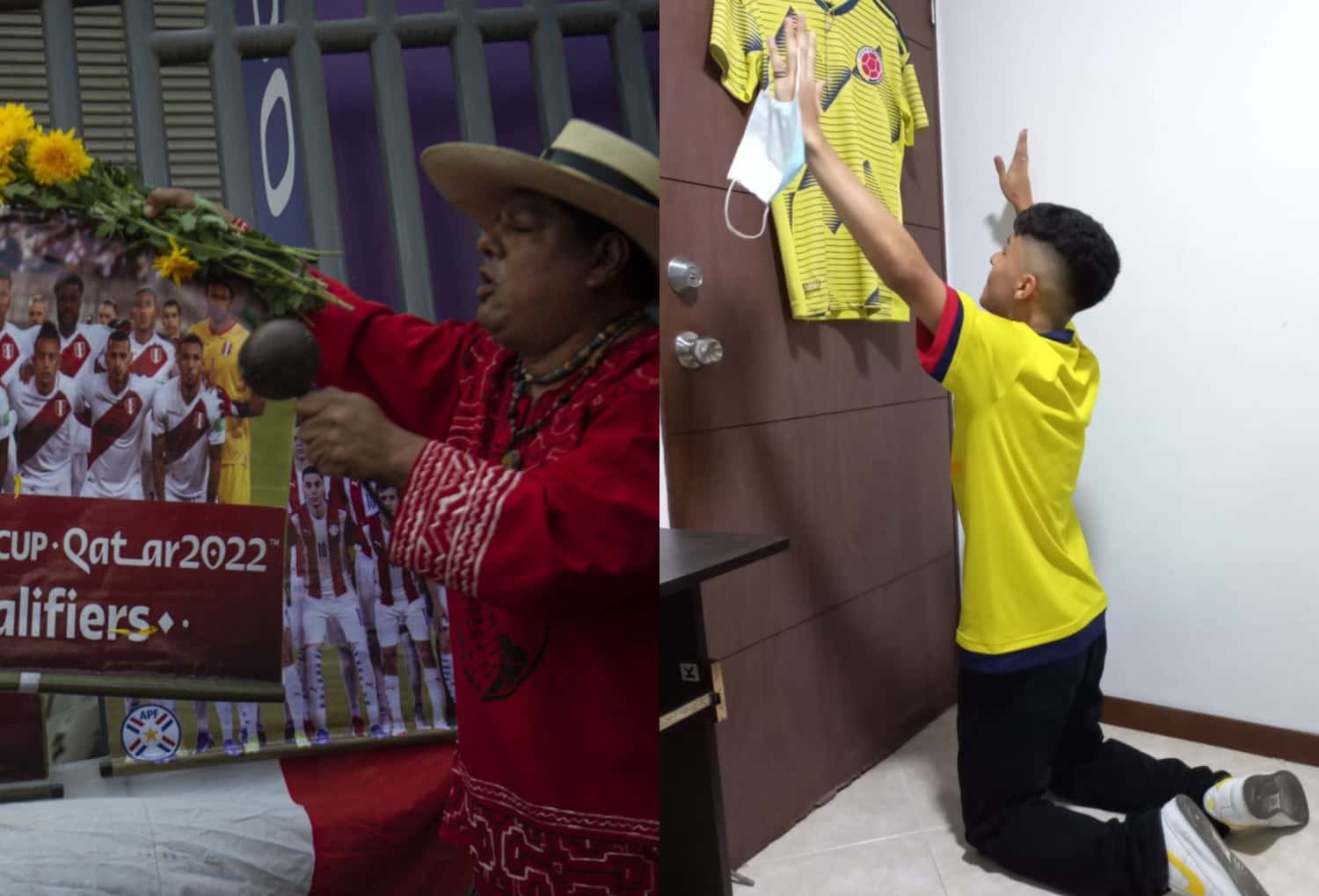 Colombianos y peruanos están buscando ayuda espiritual para poder clasificar al Mundial de Qatar 2022.
