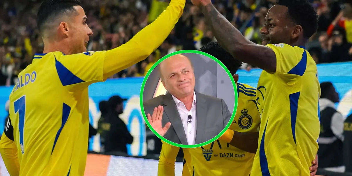 Cristiano Ronaldo, Jhon Jader Durán y Carlos Antonio Vélez Foto: Al Nassr y Captura de Win Sports