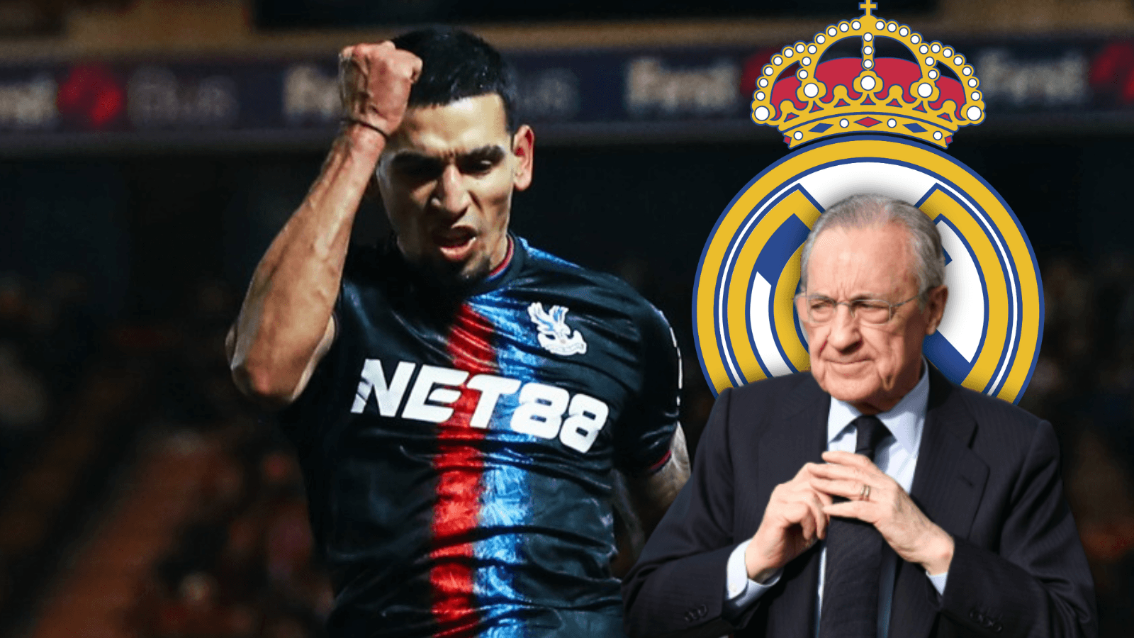 Daniel Muñoz y Florentino Pérez Foto: Crystal Palace, Real Madrid y Escudoteca