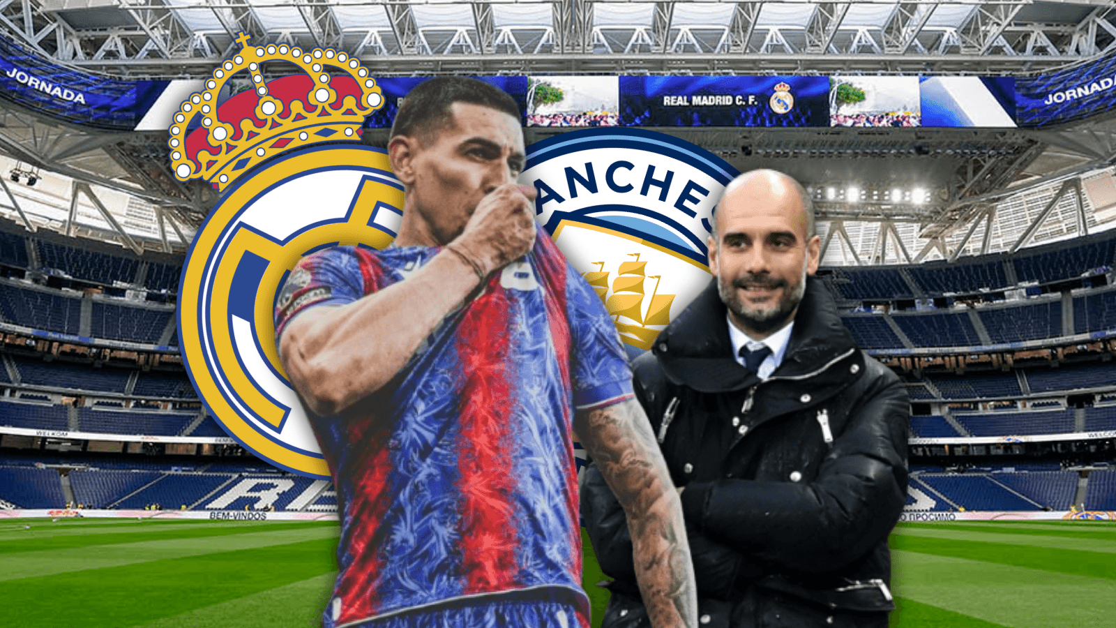 Daniel Muñoz y Pep Guardiola Foto: Escudoteca, Manchester City y Real Madrid