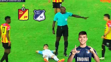 Daniel Ruiz acostado sobre el campo de juego