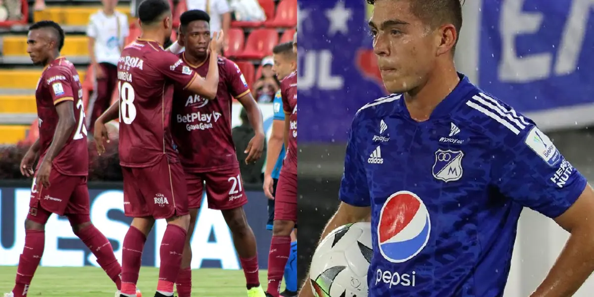 Daniel Ruiz tuvo que aguantar las acciones ratoneras en la marcación por parte del Deportes Tolima en el partido que tuvieron en Bogotá.
