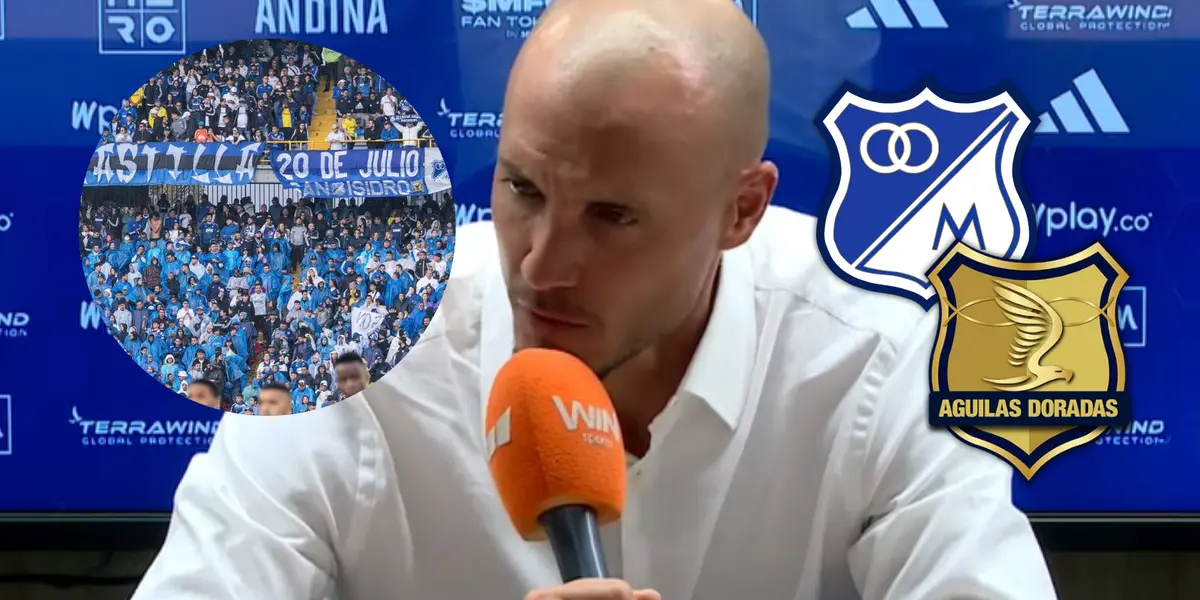David González, entrenador de Millonarios en rueda de prensa Foto: Dimayor, Escudoteca y MFC