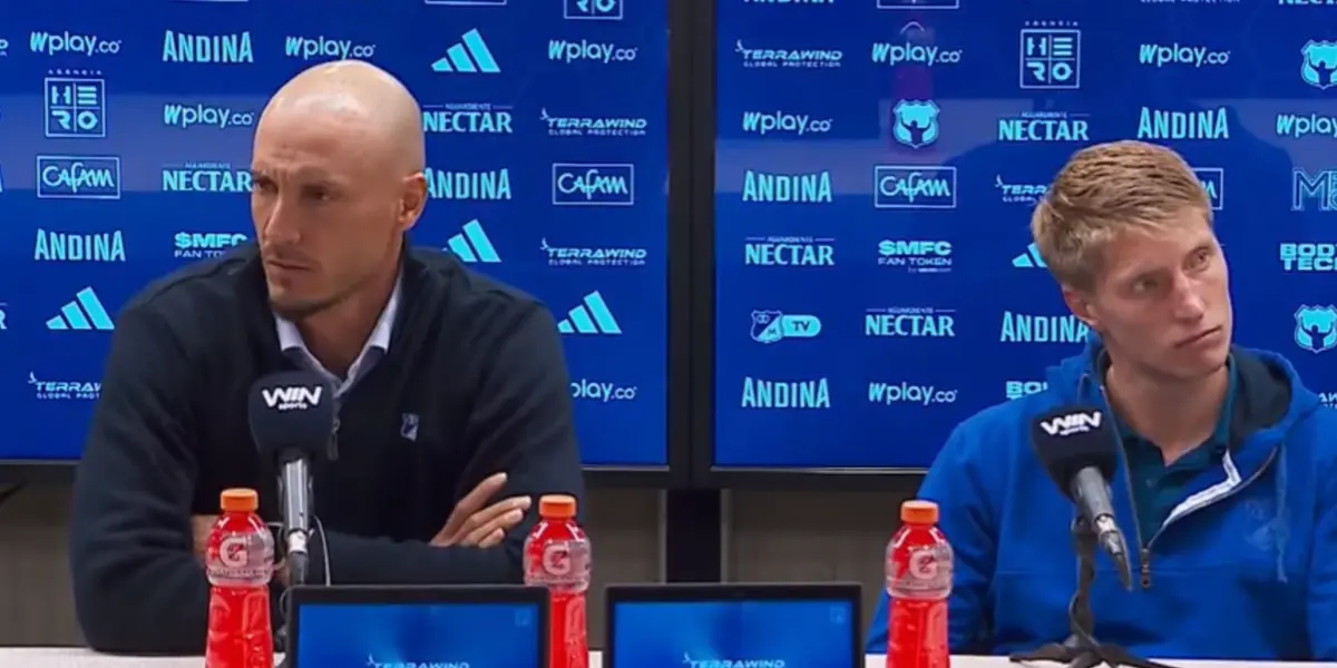 David González y Andrés Llinás hablaron hace instantes en rueda de prensa post partido Foto: Captura de DIMAYOR