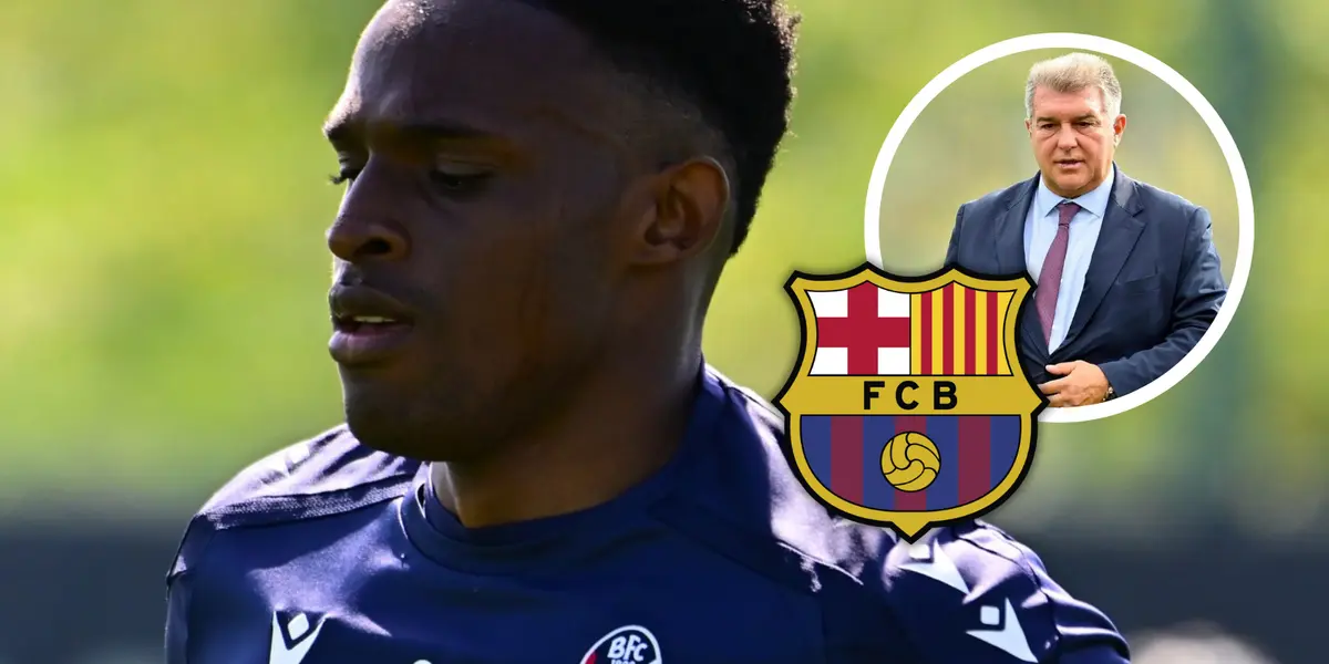 De ganar menos de €1 millón en Bolonia a un posible salario millonario en el Barcelona: el gran salto de Jhon Lucumí. Foto: FC Barcelona, Escudoteca y Bolonia 1909