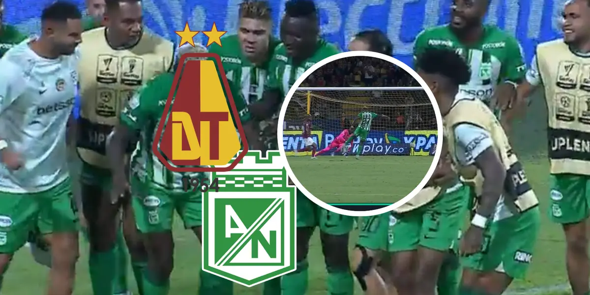 Deportes Tolima vs Atlético Nacional Foto: Escudoteca y Captura de Win Sports