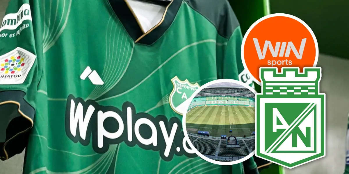 Deportivo Cali y Atlético Nacional arrancaron su partido con un detalle que molestó desde Win Sports Foto: Deportivo Cali, Escudoteca y Win Sports