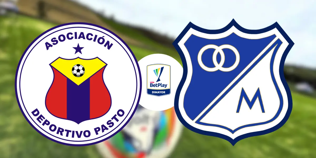 Deportivo Pasto vs Millonarios FC Foto: Deportivo Pasto y Escudoteca