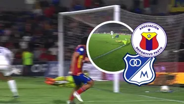 Deportivo Pasto vs Millonarios Foto: Captura de Win Sports y Escudoteca