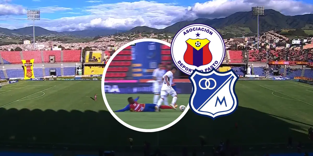Deportivo Pasto vs Millonarios Foto: Captura de Win Sports y Escudoteca