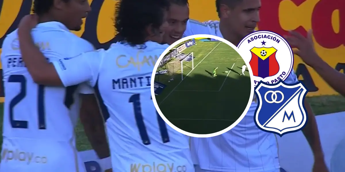 Deportivo Pasto vs Millonarios Foto: Escudoteca y Captura de Win Sports