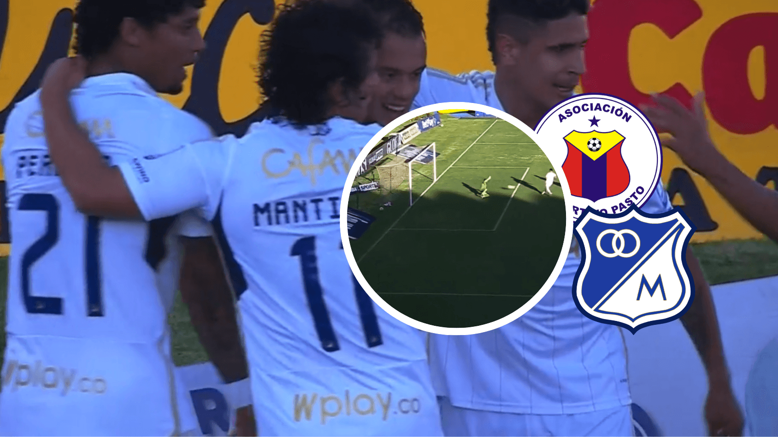 Deportivo Pasto vs Millonarios Foto: Escudoteca y Captura de Win Sports