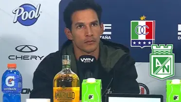 Diego Arias y sus reflexiones en rueda de prensa luego de la victoria de Nacional esta noche Foto: Captura de Dimayor y Escudoteca