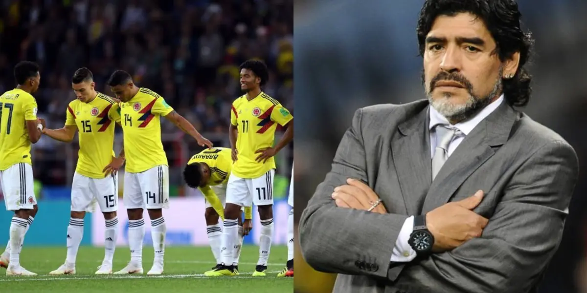 Diego Maradona cuando estaba en el plano terrenal lógicamente siempre apoyaba a la Selección Argentina. Sin embargo, pese a la rivalidad deportiva contra la Selección Colombia, una vez los defendió y culpó a la FIFA de ese suceso. Se trató de la actuación del árbitro estadounidense Mark Geiger; en el partido donde Colombia fue eliminada al perder contra la Selección Inglaterra, en el Mundial de Rusia de 2018. Maradona ese día sintió tanta indignación que se solidarizó con todo el pueblo colombiano. Diego lanzó ese día una dura opinión pública y recibió por parte de la FIFA un polémico regaño.