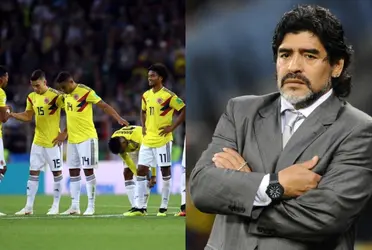 Diego Maradona cuando estaba en el plano terrenal lógicamente siempre apoyaba a la Selección Argentina. Sin embargo, pese a la rivalidad deportiva contra la Selección Colombia, una vez los defendió y culpó a la FIFA de ese suceso. Se trató de la actuación del árbitro estadounidense Mark Geiger; en el partido donde Colombia fue eliminada al perder contra la Selección Inglaterra, en el Mundial de Rusia de 2018. Maradona ese día sintió tanta indignación que se solidarizó con todo el pueblo colombiano. Diego lanzó ese día una dura opinión pública y recibió por parte de la FIFA un polémico regaño.