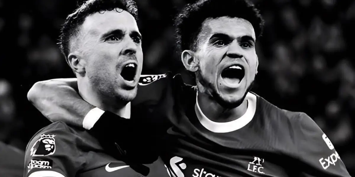 Diogo Jota y Luis Díaz, compañeros en el Liverpool y mira el homenaje del colombiano Foto: Luis Díaz