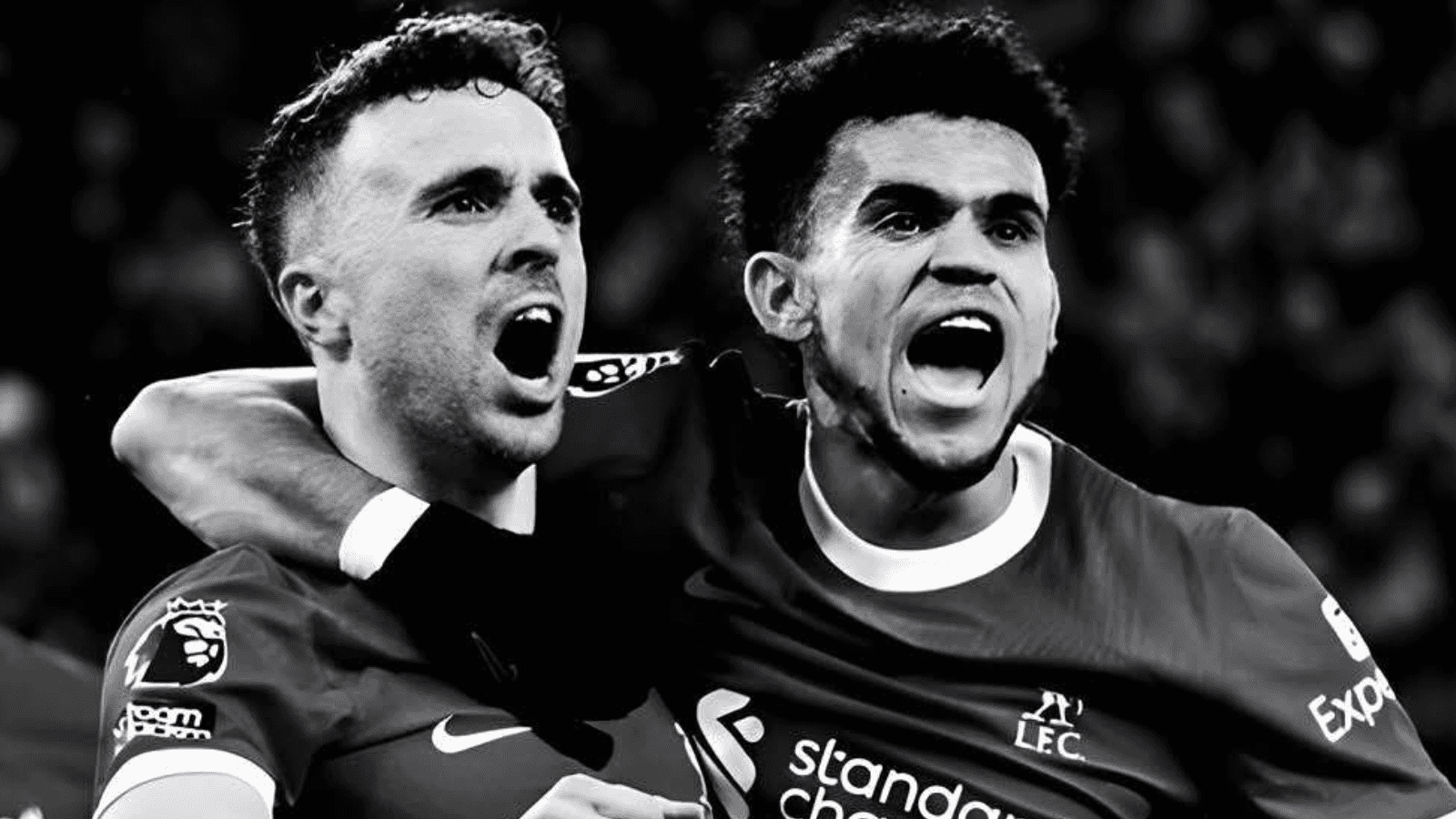 Diogo Jota y Luis Díaz, compañeros en el Liverpool y mira el homenaje del colombiano Foto: Luis Díaz
