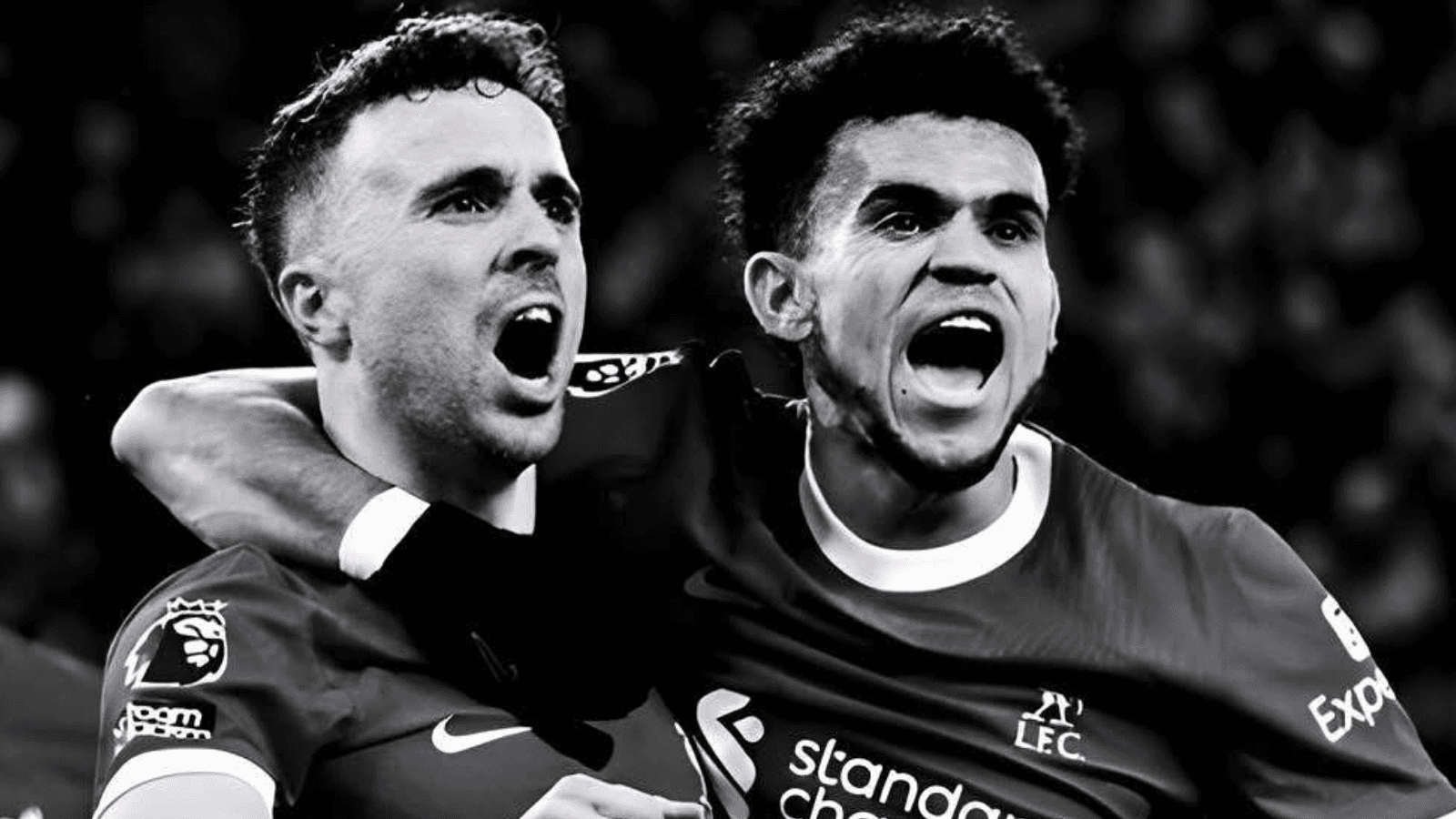 Diogo Jota y Luis Díaz, compañeros en el Liverpool y mira el homenaje del colombiano Foto: Luis Díaz