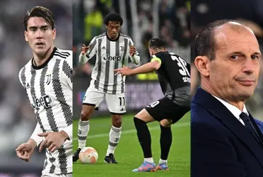 Dušan Vlahović dejó mal a Juan Guillermo Cuadrado en la Juventus, Massimiliano Allegri atento en el club.