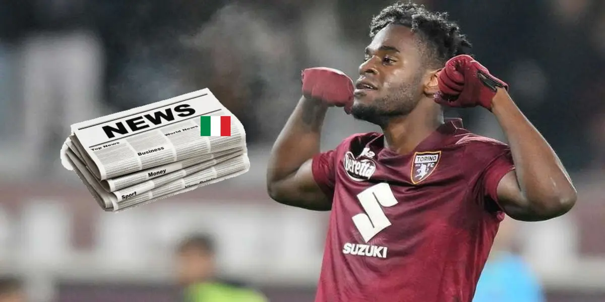 Duván Zapata con la camiseta del Torino de Italia.