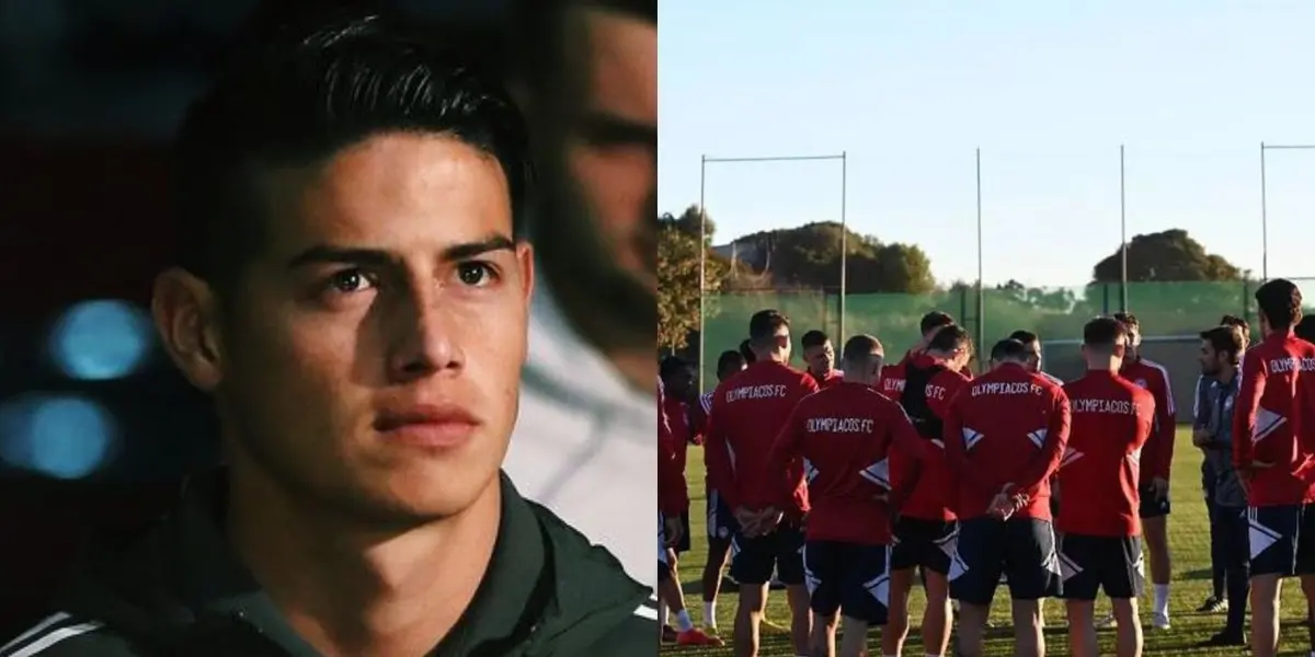 El 10 de la Selección Colombia se dejó ver en un vídeo con una molestia en un entrenamiento con el Olympiacos.