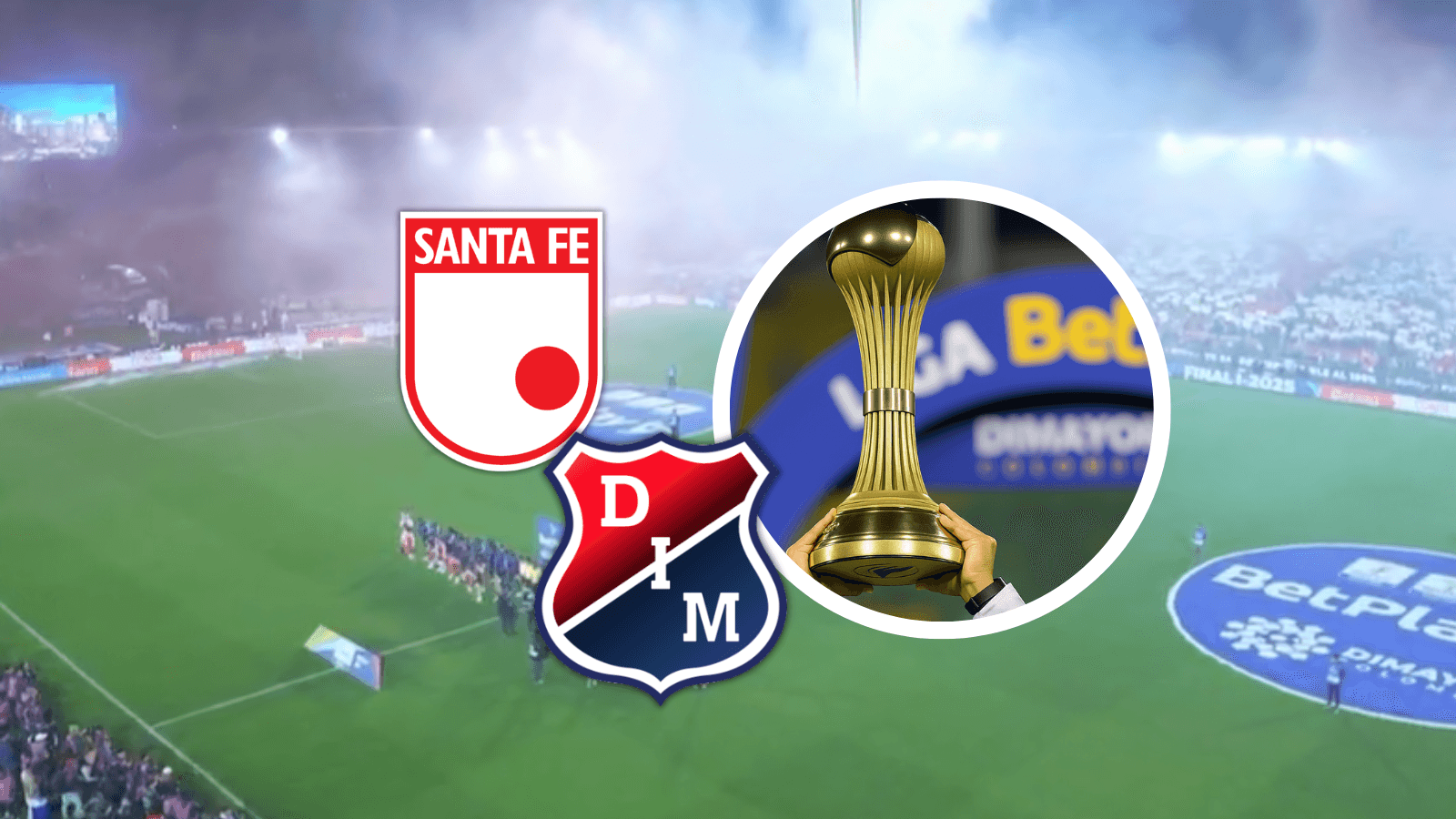 El ambiente en El Campín a esta hora con la apertura de la final del FPC Foto: Chat GPT, Escudoteca y Captura de Win Sports
