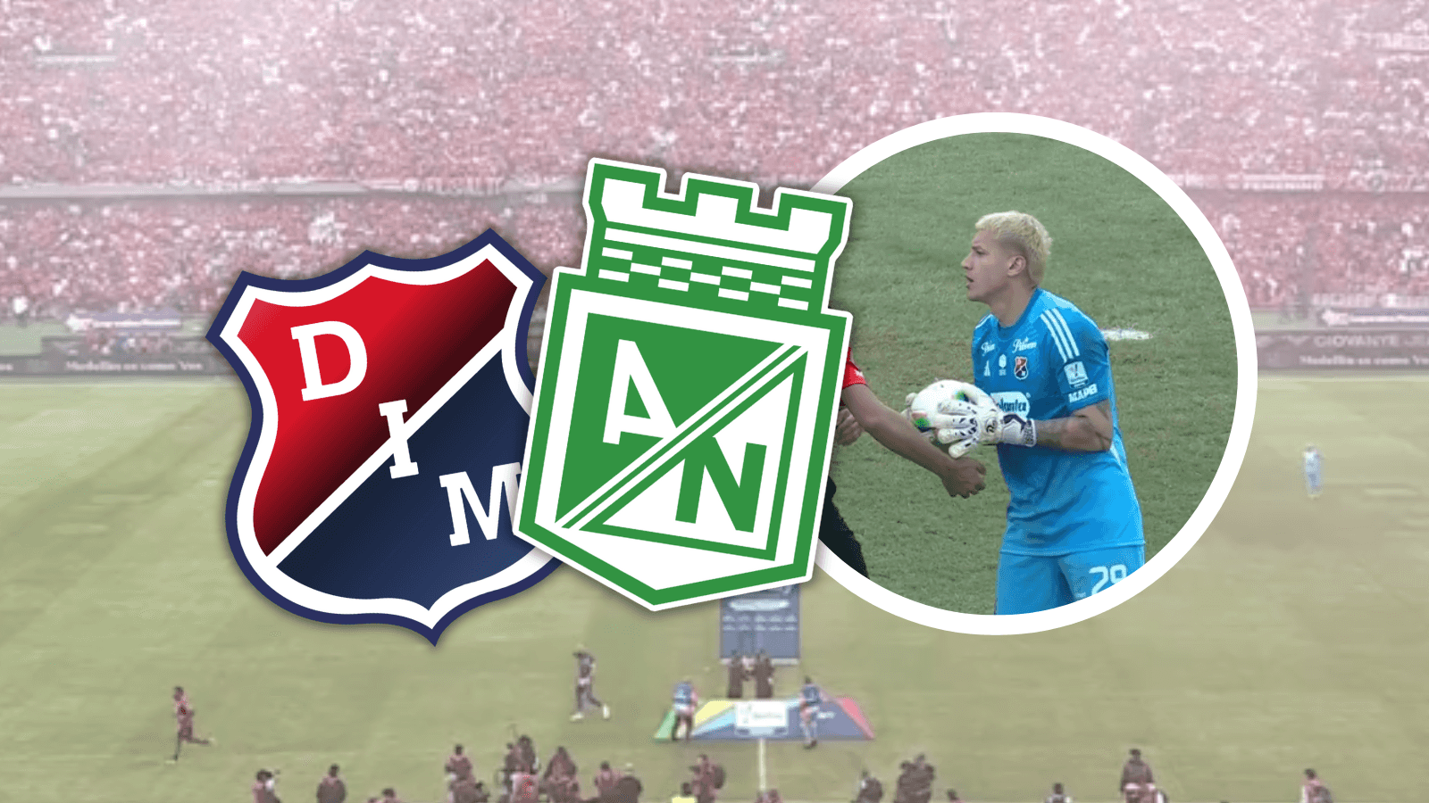 El arquero se burló de un jugador rival con un gesto que encendió el clásico paisa. Foto: Escudoteca y Captura de Win Sports