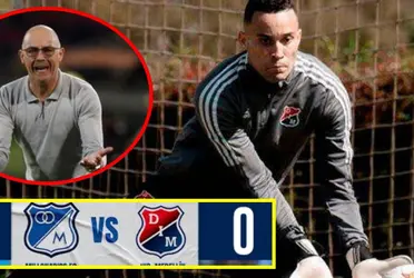 El arquero se vio comprometido en el gol de Millonarios ante Independiente Medellín en el estadio El Campín