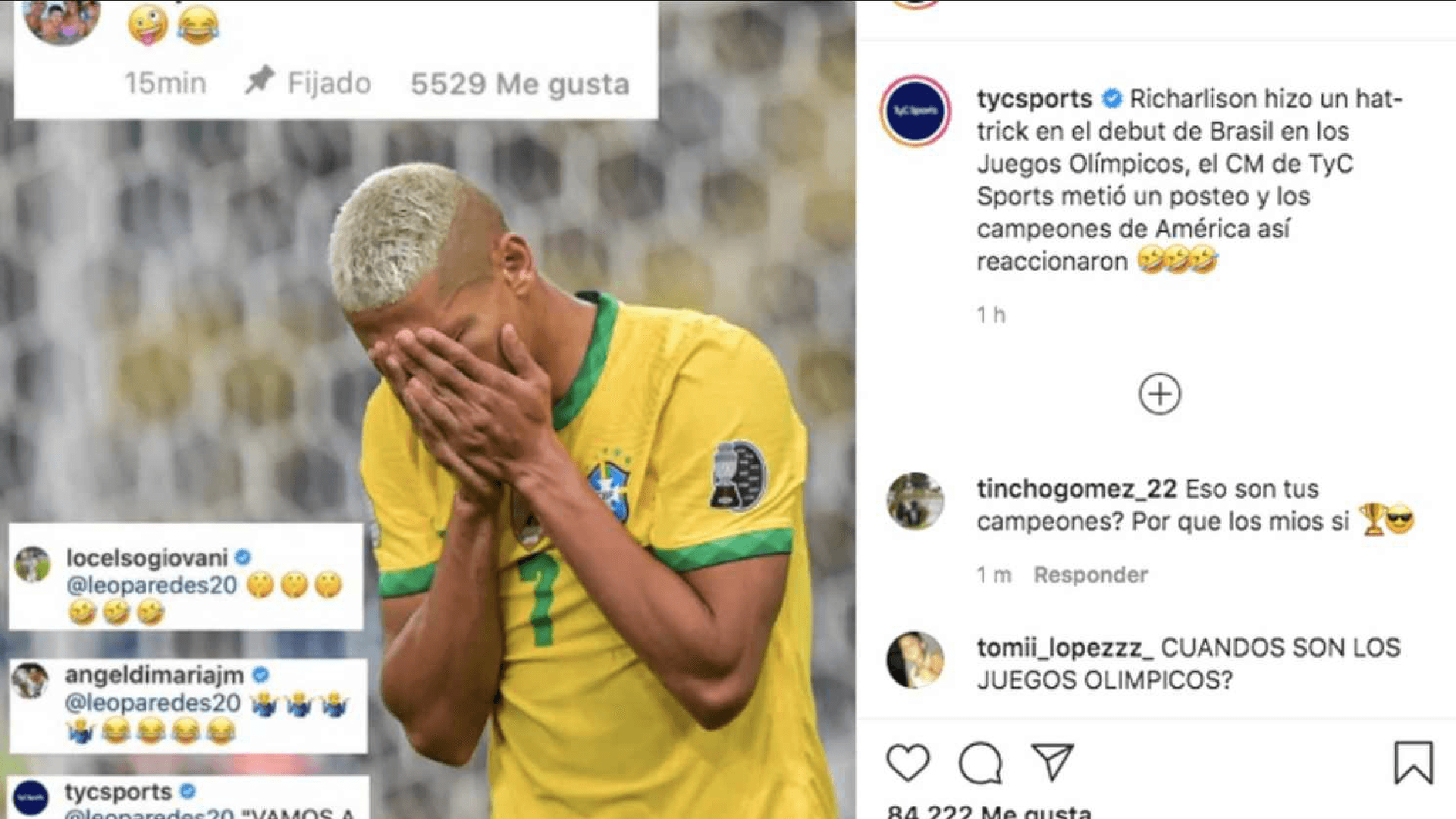 El atacante del Everton sostuvo interacciones 'picantes' contra la 'Albiceleste' luego de dar como suspendido el partido entre brasileros y argentinos