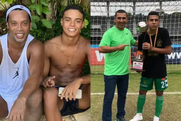 El brasileño Ronaldinho celebró el cumpleaños de su hijo y vale la pena recordar como juega el primogénito de Víctor Hugo Aristizábal. 