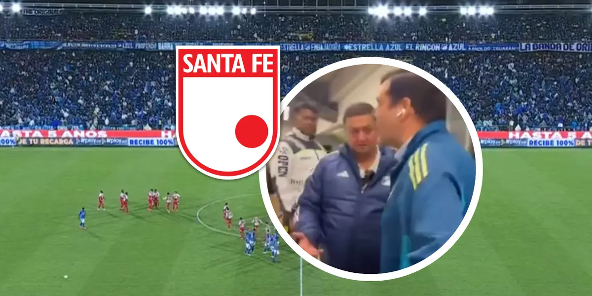 El Campín: La polémica imagen que muestra el "feo detalle" de Millonarios con Santa Fe. Foto: Captura de X, Win Sports y Escudoteca