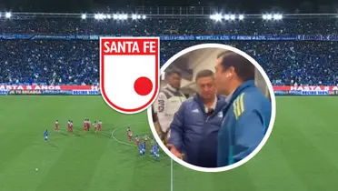 El Campín: La polémica imagen que muestra el "feo detalle" de Millonarios con Santa Fe. Foto: Captura de X, Win Sports y Escudoteca