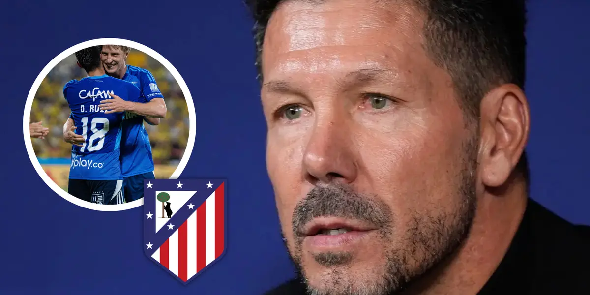 El Cholo Simeone preguntó por la joya de Millonarios que vale 1,2 millones. Foto: Atleti, Escudoteca y MFC