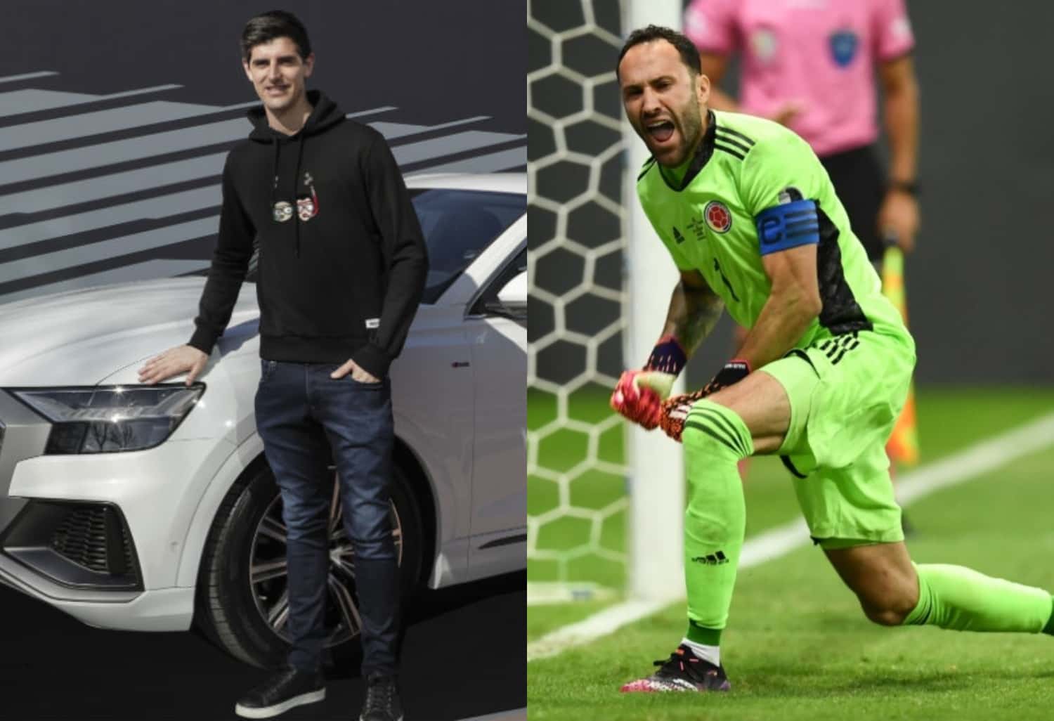 El colombiano David Ospina tiene una amplia diferencia con el auto que utiliza su colega Thibaut Courtois y probablemente próximo compañero.