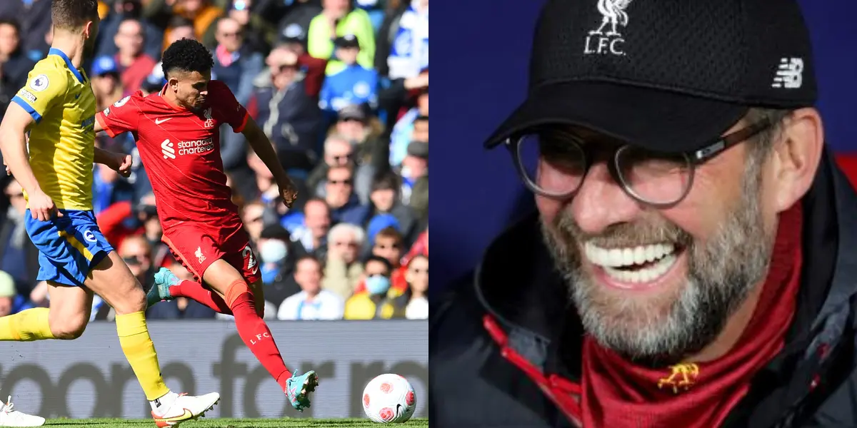 El colombiano disputó todo el partido en la victoria de Liverpool ante Brighton en la Premier League.