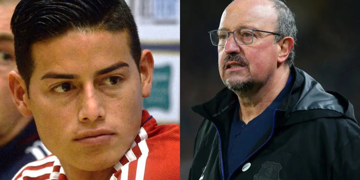 El colombiano James Rodríguez habría recibido de manera satisfactoria la noticia de que Rafael Benitez fue despedido en el Everton, pero no por desearle mal, sino por el karma que paga el español.