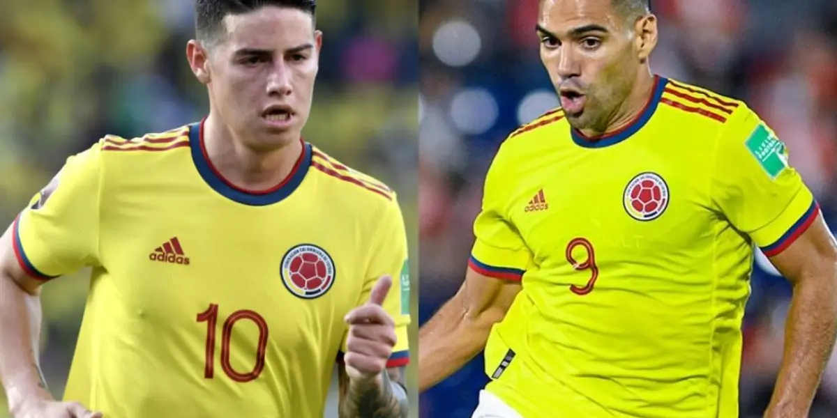 El colombiano James Rodríguez no ocultó su molestia contra su compañero Radamel Falcao en el partido contra Perú.