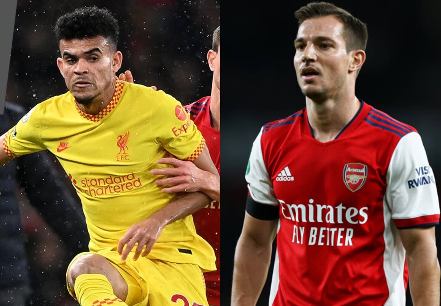 El colombiano Luis Díaz tuvo un partido discreto contra el Arsenal; pero se impuso en una jugada contra Cédric Soares.