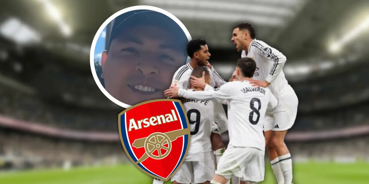 El colombiano que sueña con la remontada del Real Madrid y cometió esta locura Foto: Captura de X, Escudoteca y Real Madrid