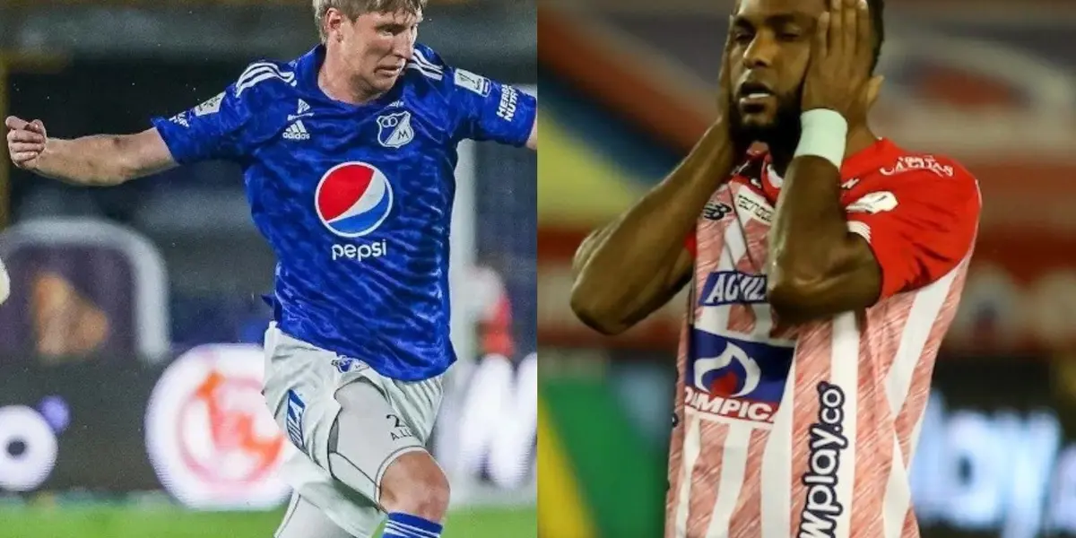 El defensor del cuadro embajador hizo ver muy mal al delantero del Junior.