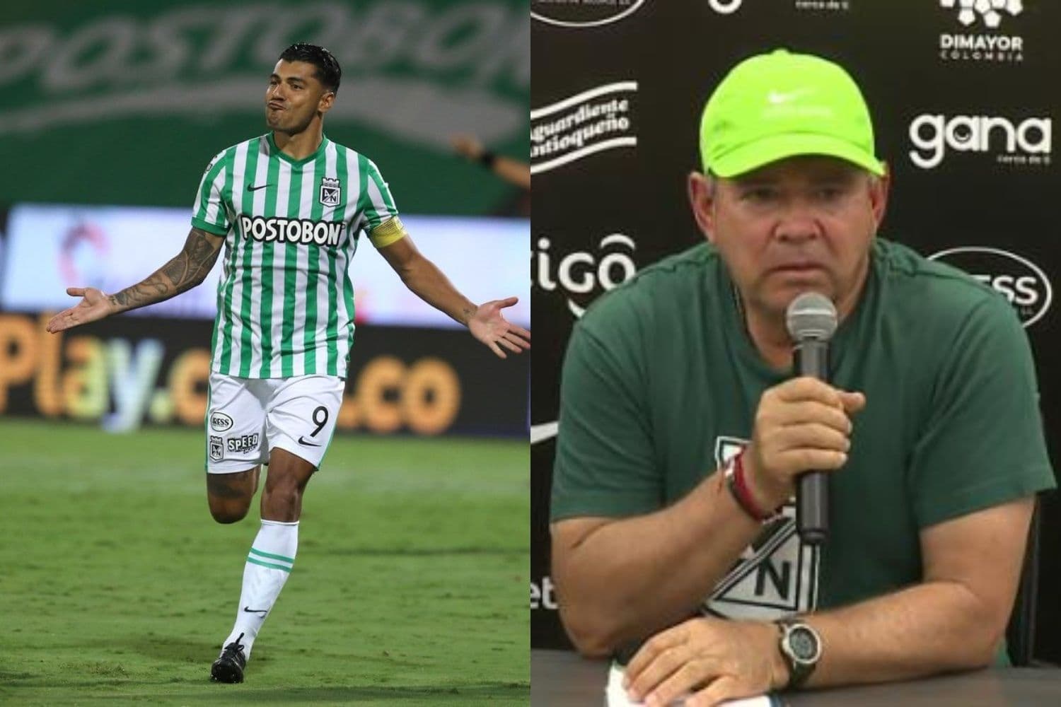 El delantero marcó doblete en la goleada 4-1 de Atlético Nacional ante Bucaramanga en la liga Betplay.