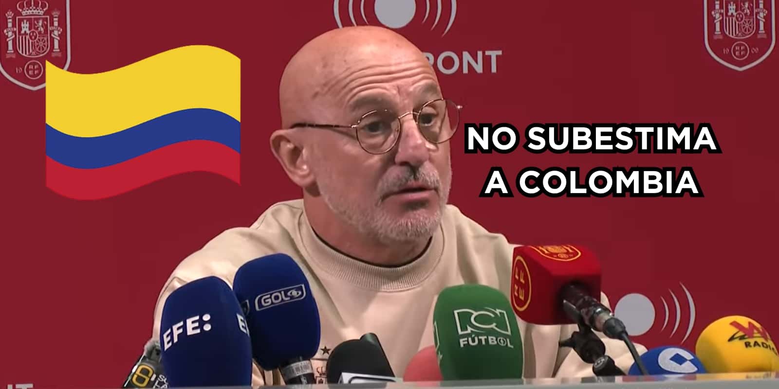 El DT de España habló de Colombia. Foto tomada de captura de pantalla Gol Caracol en YouTube.