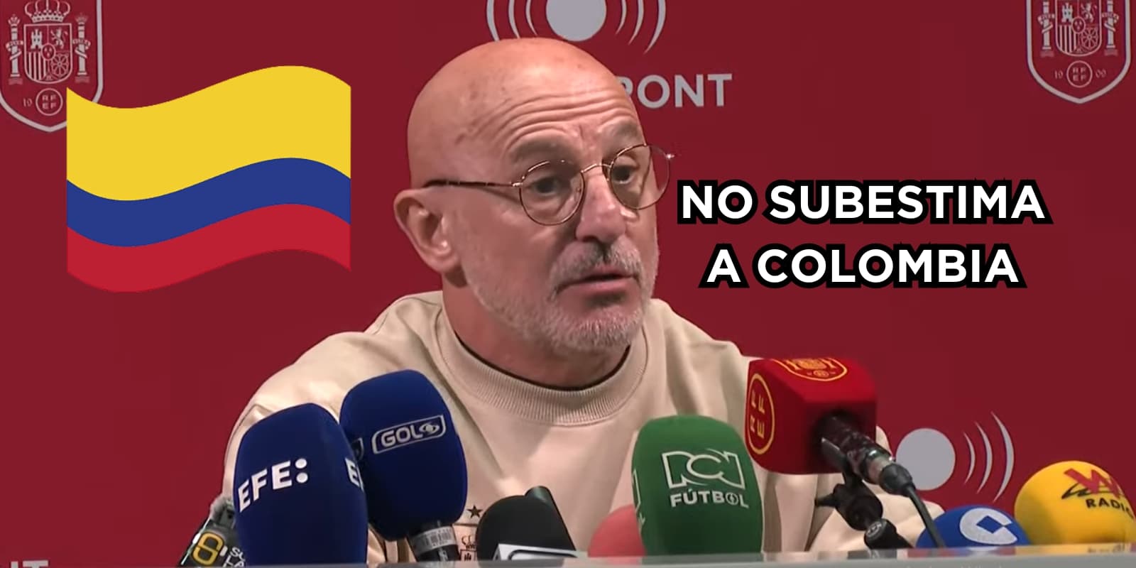 El DT de España habló de Colombia. Foto tomada de captura de pantalla Gol Caracol en YouTube.