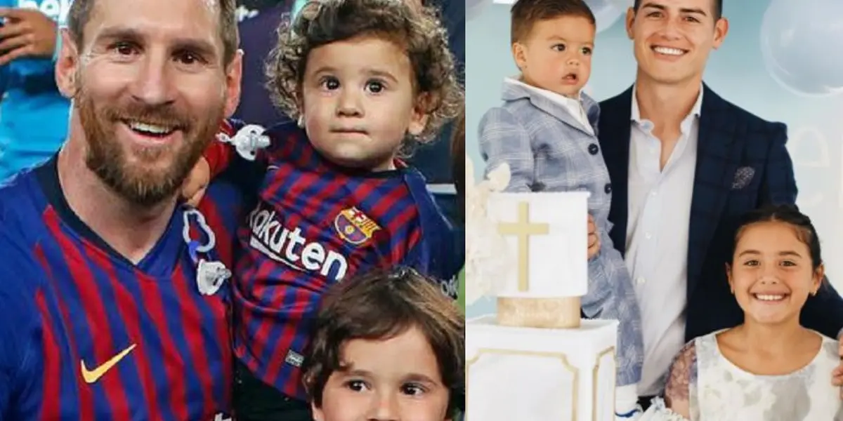 El futbolista colombiano comparte varios videos de los regalos a sus dos hijos en redes sociales, mientras que Lionel Messi tiene tres menores de edad y les enseña a jugar con la pelota en su tiempo libre.