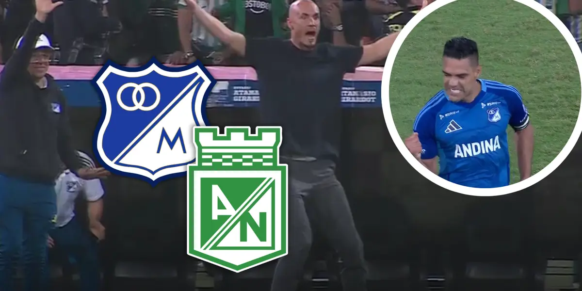 ¡El golazo de Falcao que apagó el Atanasio! Mira el video. Foto: Escudoteca y Captura de Win Sports