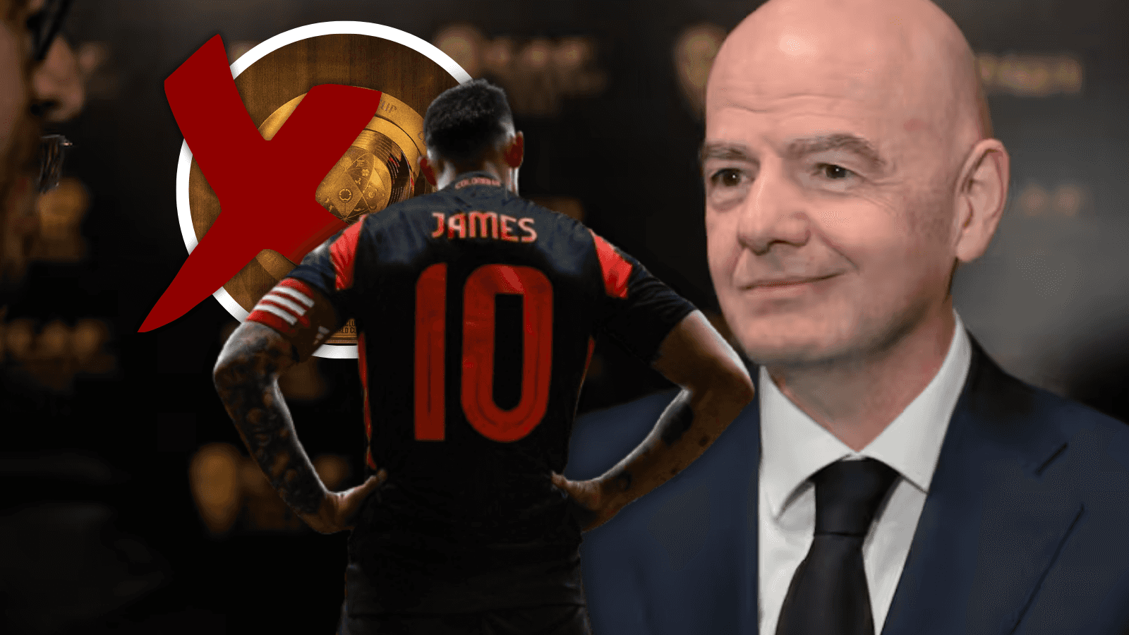 El golpe bajo que Gianni Infantino acaba de darle a James Rodríguez Foto: FIFA, Pexels y James Rodríguez