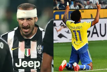 El italiano Chiellini se rindió a los pies de Juan Guillermo Cuadrado por su gol y su gesto lo dijo todo.