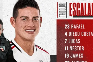 El jugador colombiano es titular en el partido de Sao Paulo vs Vasco da Gama